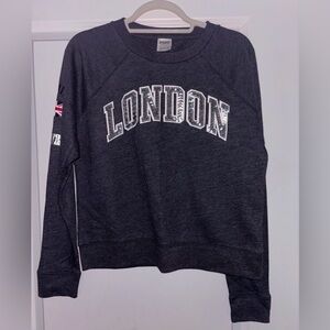 BNWOT - VS PINK “LONDON” sequin crewneck sweatshirt with foiled graphic - XS